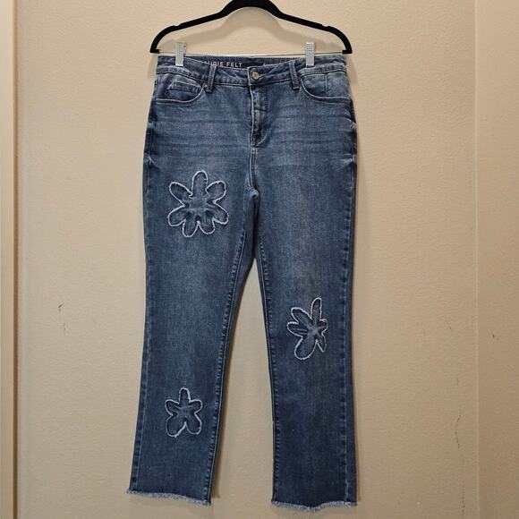 Laurie Felt Forever Floral Jeans with Frayed Hem Size 6 - Picture 1 of 10